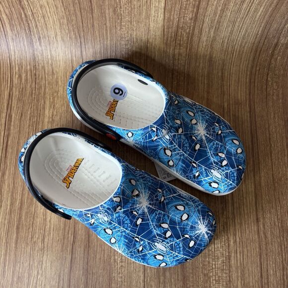 Crocs Spider-Man Bistro Clog Discontinued Slip Resistant Blue Graphic Men 9 W11 - Picture 2 of 9